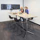 table mange-debout contemporaine / en bois / avec piètement en aluminium / rectangulaire