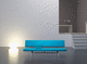 banquette contemporaine / en cuir / avec dossier / bleue