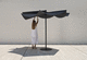 parasol rond / en polyester / en aluminium / en inox