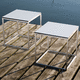 table d'appoint contemporaine / en bois massif / en verre / en HPL