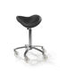 tabouret de coiffure contemporain / en simili cuir / avec piètement en métal chromé / à 5 branches
