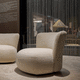 fauteuil design / en tissu / en bois / beige