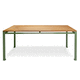 table contemporaine / en bois / en plastique recyclé / avec piètement en acier