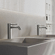 mitigeur pour lavabo / monté sur plage / en métal chromé / en inox brossé
