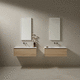 meuble vasque double / suspendu / en chêne / en bois massif