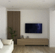 ensemble TV mural contemporain / en chêne / en zebrano / avec étagères