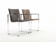 chaise contemporaine / en tissu / avec piètement en métal chromé / luge