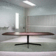table à manger contemporaine / en bois / en céramique / avec piètement en acier