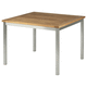 table à manger contemporaine / en teck / avec piètement en acier inoxydable / rectangulaire