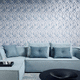 papier peint contemporain / à motif géométrique / gris / bleu