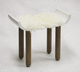 tabouret design / en fourrure écologique / avec piètement en chêne / avec piètement en fibre de verre