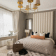 lustre contemporain / en laiton poli / en tissu / 6 ampoules