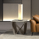 table d'appoint contemporaine / en marbre / en grès cérame / avec piètement en acier inoxydable laqué
