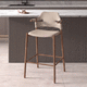 tabouret contemporain / en cuir / avec piètement en bois / avec repose-pieds