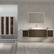 meuble vasque double / suspendu / en bois / contemporain