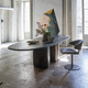 table contemporaine / en placage de bois / en céramique / ovale