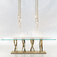 table en verre / contemporaine / avec piètement en laiton / avec piètement en bronze