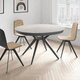 table contemporaine / en céramique / avec piètement en acier / ronde