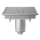 siphon de sol en acier inox / pour salle de bain / avec grille / vertical