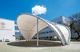 structure tendue sur ossature métallique / en voile / pour abri / avec membrane en polyester