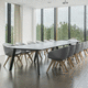 table de réunion contemporaine / en placage de bois / en mélaminé / avec piètement en métal
