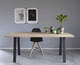 table contemporaine / en chêne / avec piètement en acier / rectangulaire