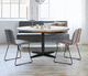 table contemporaine / en chêne / avec piètement en acier / ronde