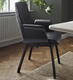 chaise de salle à manger contemporaine / en tissu / en cuir / avec piètement en chêne