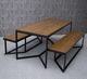 ensemble table et bancs design minimaliste / en pin / en acier / d'intérieur