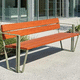 banc public contemporain / en acier / bois / avec dossier