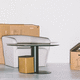 table d'appoint contemporaine / en MDF / en frêne / en acier
