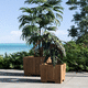 jardinière en teck / carrée / contemporaine / beige
