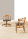 fauteuil visiteur classique / en cuir / en bois / à hauteur réglable