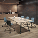 table de réunion contemporaine / en bois / en mélaminé / avec piètement en métal