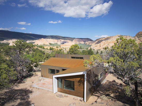 IMPRÉGNEZ LA MAISON DE DÉSERT DE COUVERTURES DE CONCEPTION EN ACIER DE CORTEN