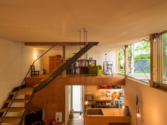 La maison en bois compacte par des architectes de Takeru Shoji se tient à côté des arbres de 200 ans