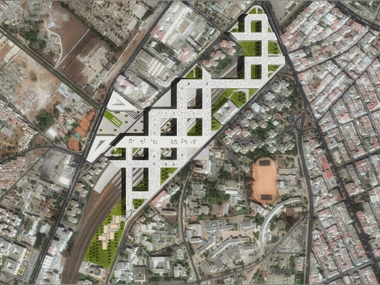 une vue aérienne de l'arrangement proposé