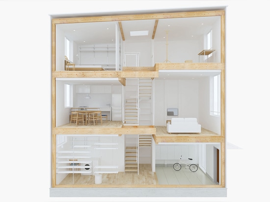 La Chambre de la construction préfabriquée MUJI est une maison rêveuse minimaliste de Daylit à Tokyo