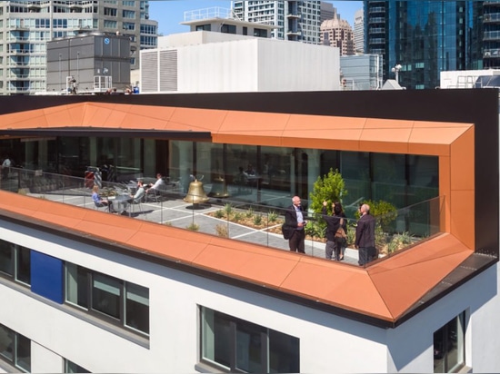 Perkins + révise un entrepôt concret ennuyeux dans de beaux bureaux d'or de LEED