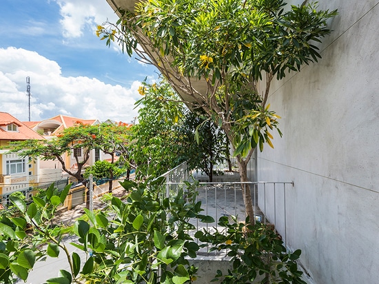 les arbres dépassent par VTN maison “empilée” des planteurs des architectes au Vietnam