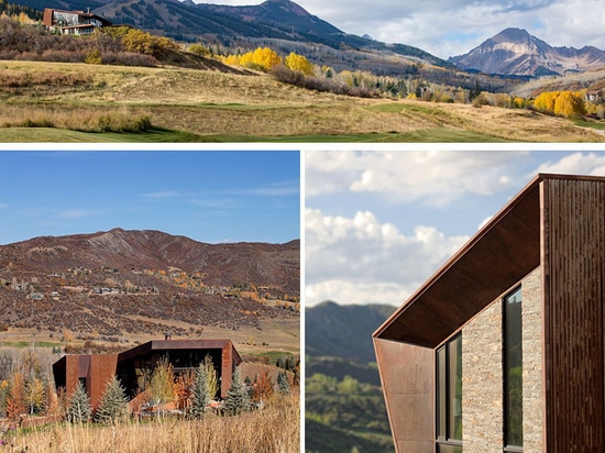 Cette nouvelle maison plaquée par temps de l'acier se repose sur Hillside dans le Colorado