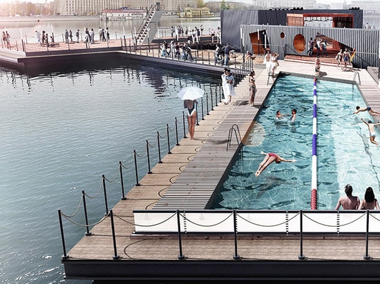 piscine et secteur de plate-forme environnant