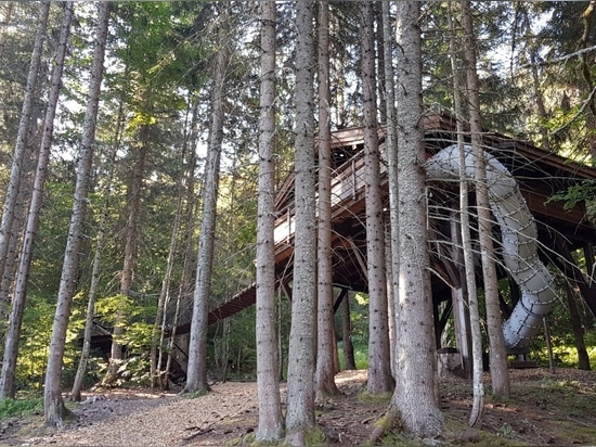 La Cabane du Ruisseau, la cabane dans les arbres idéale pour les familles avec enfants. Conçue et construite par Nicolas Boisrame, fondateur d'Entre Terre et Ciel.