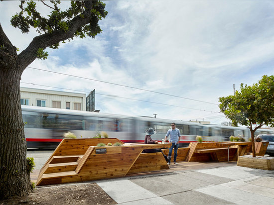 Architectes d'interstice, coucher du soleil Parklet, San Francisco