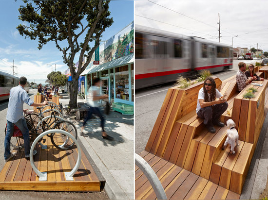 Architectes d'interstice, coucher du soleil Parklet, San Francisco