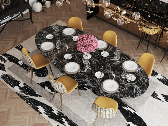 Table à manger Pietra Oval XL Nero Marquina