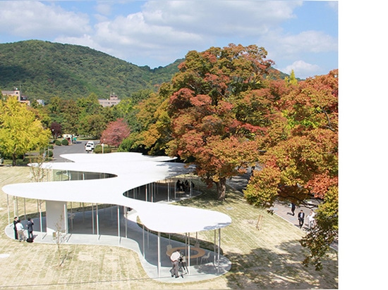 une vue aérienne de ? terrasse de fukutake de junko ?