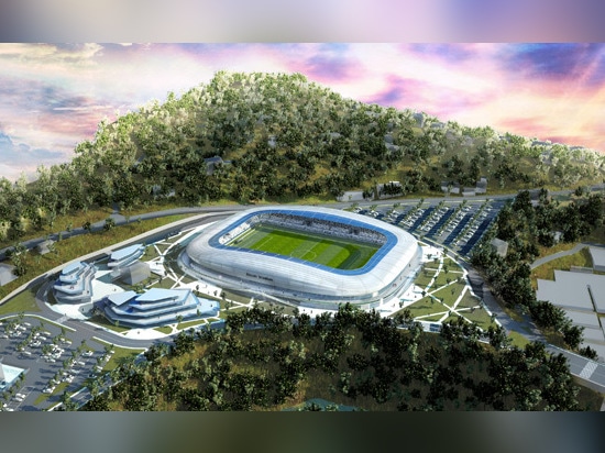 Le stade sinueux d'Ascoli a dévoilé par architetto de guidotti de Massimo