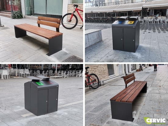 La ville d'Orestiada, en Grèce, un exemple de propreté et de confort urbain avec les Poubelles et les Bancs de Cervic Environment.