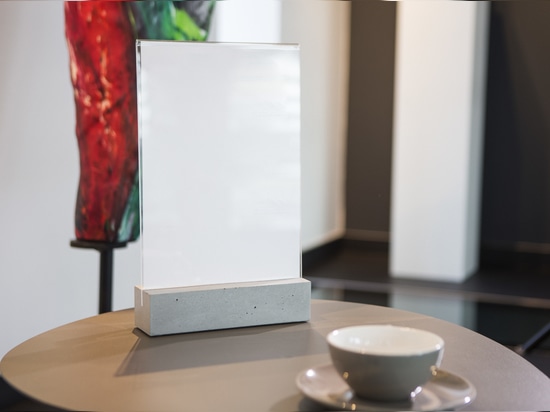 Porte-menu en béton de haute qualité, couleurs : gris, gris foncé, noir, beige avec Plexiglas - Mobilier en béton CO33 2